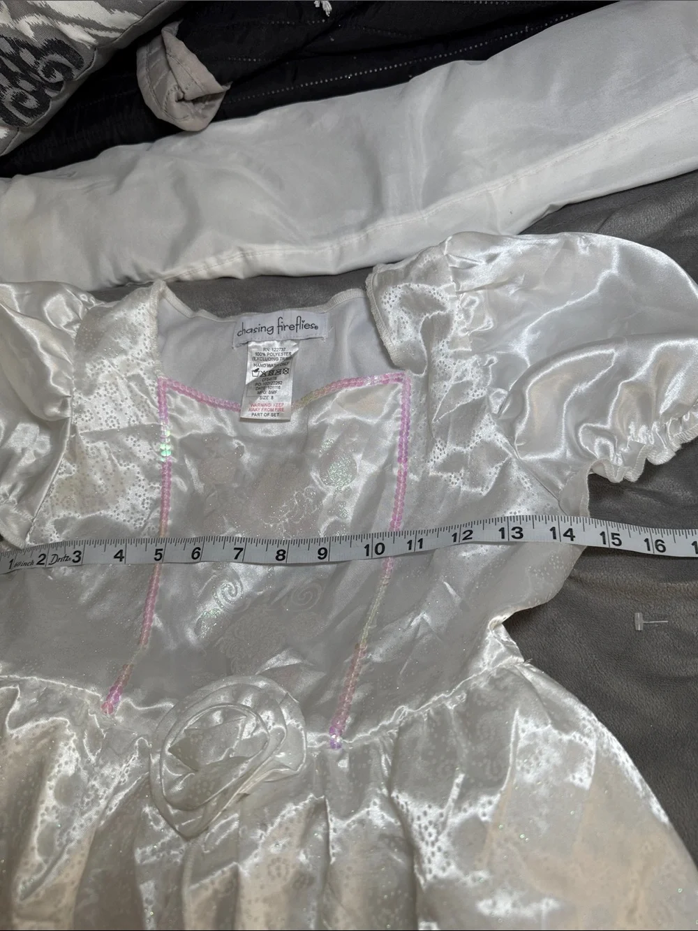 Chasing Fireflies White Satin & Organza princess bride Halloween costume Sz 8